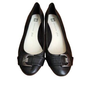 Anne Klein Shoes Woman's Black Leather Upper Balance Size 7.5 Ballet Flat